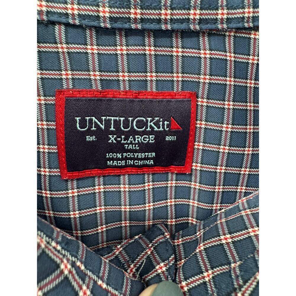UNTUCKit Men's Blue Plaid‎ Button-Up Long Sleeve Dress Shirt Size XL - Picture 4 of 4